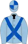 Light blue, royal blue cross sashes, quartered cap