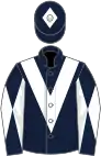 Dark blue, white chevron, diabolo on sleeves and diamond on cap