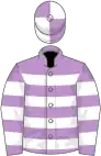 Mauve and white hoops, quartered cap