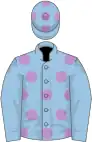 Light blue, mauve spots on body and cap