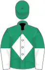 Emerald green, white diamond, halved sleeves