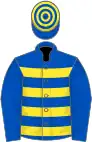 Royal Blue and Yellow hoops, Royal Blue sleeves, hooped cap