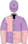 Mauve and pink (quartered), halved sleeves, mauve cap