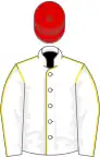 White, yellow seams, red cap