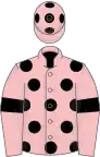 Pink, black spots, armlets and spots on cap