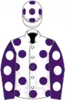 White, purple spots, purple sleeves, white spots