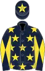 Dark blue, yellow stars, diabolo on sleeves and star on cap