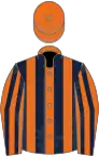 Orange and dark blue stripes, orange cap