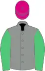 Grey, Green sleeves, Cerise cap