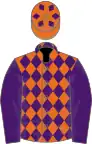 Orange and purple diamonds, purple sleeves