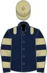 Dark blue, beige epaulets, hooped sleeves, beige cap