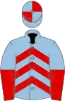 Light Blue, Red chevrons, halved sleeves, quartered cap