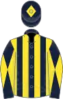 Dark Blue and Yellow stripes, diabolo on sleeves, Dark Blue cap, Yellow diamond