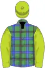 Henderson tartan, lime green sleeves and cap