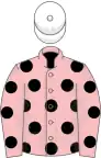 Pink, black spots, white cap