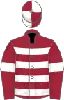 Maroon, white hoops and armlets, quartered cap