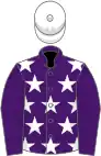 Purple, white stars, purple sleeves, white cap