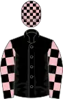 Black, black and pink check sleeves and cap