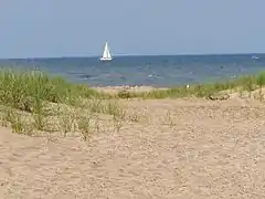 View of Lake Huron from East Tawas State Park at the head of Saginaw Bay