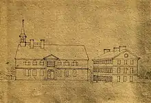 Academy and College of Philadelphia (ca. 1780). Sketch by Pierre Du Simitière.