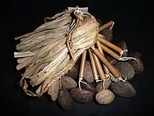 A dance rattle from East Sepik Province in Papua New Guinea. Rattles like these may form part of traditional dress, tied to the ankles of people dancing in traditional ‘singsings’