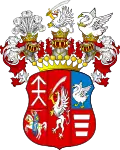 Coat of arms of Counts Chodkiewicz (a combination of Kościesza, Gryf, Łabędź, Pogoń Litewska and Korczak coat of arms