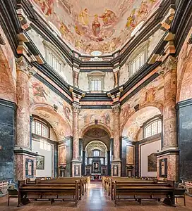 Interior of the Church of the Visitation in the Pažaislis Monastery in Kaunas, designed by Pietro Puttini, Carlo Puttini and Giovanni Battista Frediani and completed in 1690