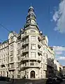 Palais des Beaux Arts, View of corner tower with main entrance