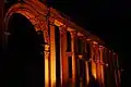 Monumental colonnade by night