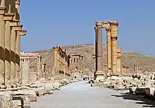 The central colonnade with the Great Tetrapylon looking west.