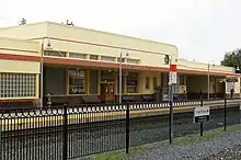 A Streamline Moderne style railroad station building