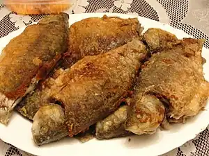 Pan-fried crucian carps