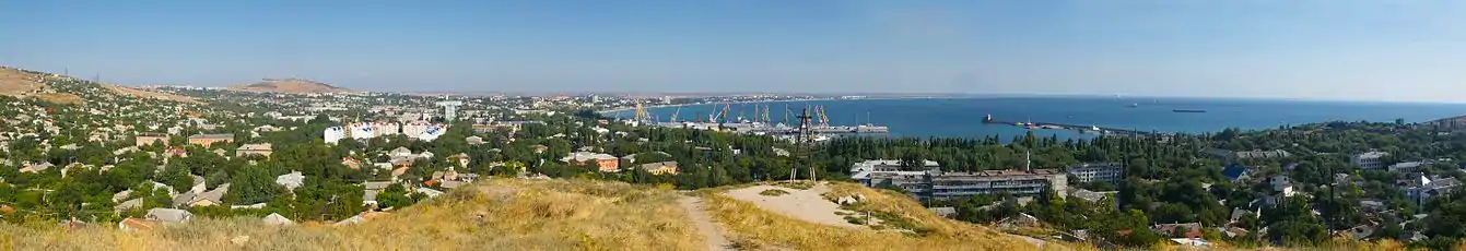 Panorama Feodosia seen from the mountain Tepe Oba.