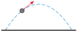 parabolic projectile motion showing velocity vector