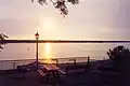 The sun rising over the Paraná River, from northeast of Rosario, Argentina