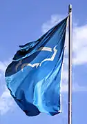 Bank Pekao SA's flag with characteristic logo