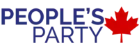 Former logo of the People's Party of Canada with the shortened name People's Party and a maple leaf on its right.