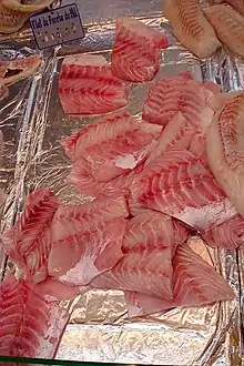 Filleted Nile perch at a fishmarket