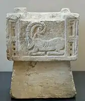 Perfume-burner with an ibex; 1st–3rd century AD; limestone; from Yemen; height: 30 cm, width: 24 cm, depth: 24 cm; Louvre