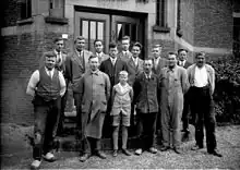 Staff of the Waterloopkundig Laboratorium in front of the Civil Engineering Department building at Delft University of Technology, 1931. Jo Thijsse is second from left in the back row. PJ Wemelsfelder is fourth from the left in the back row. Jo Thijsse is second from left in the back row.