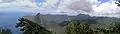 Panorama View from the top of Gros Piton, looking north. Gives a view of the Petit Piton and northern St. Lucia.