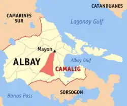 Map of Albay with Camalig highlighted