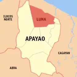 Map of Apayao with Luna highlighted