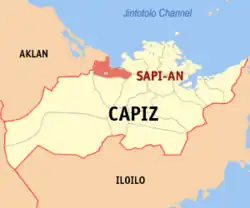 Map of Capiz with Sapian highlighted