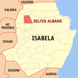 Map of Isabela with Delfin Albano highlighted