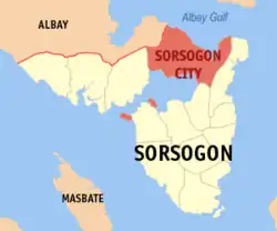 Map of Sorsogon with Sorsogon City highlighted