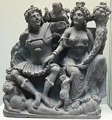 The Buddhist gods Pancika (left) and Hariti (right), 3rd century, Gandhara