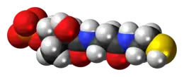 Space-filling model of the phosphopantetheine molecule as an anion (2- charge)