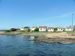 View of summer cabins on Saltholmen peninsula