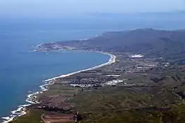 Pillar Point (top) and Half Moon Bay, looking north, 2009